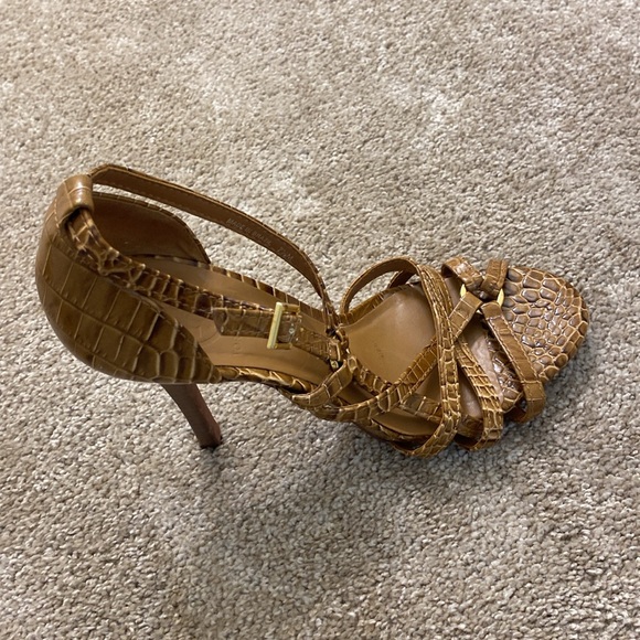 TORY BURCH ELIZABELLA REAL LEATHER STRAPPY CROCODILE STILETTOS - Picture 2 of 9